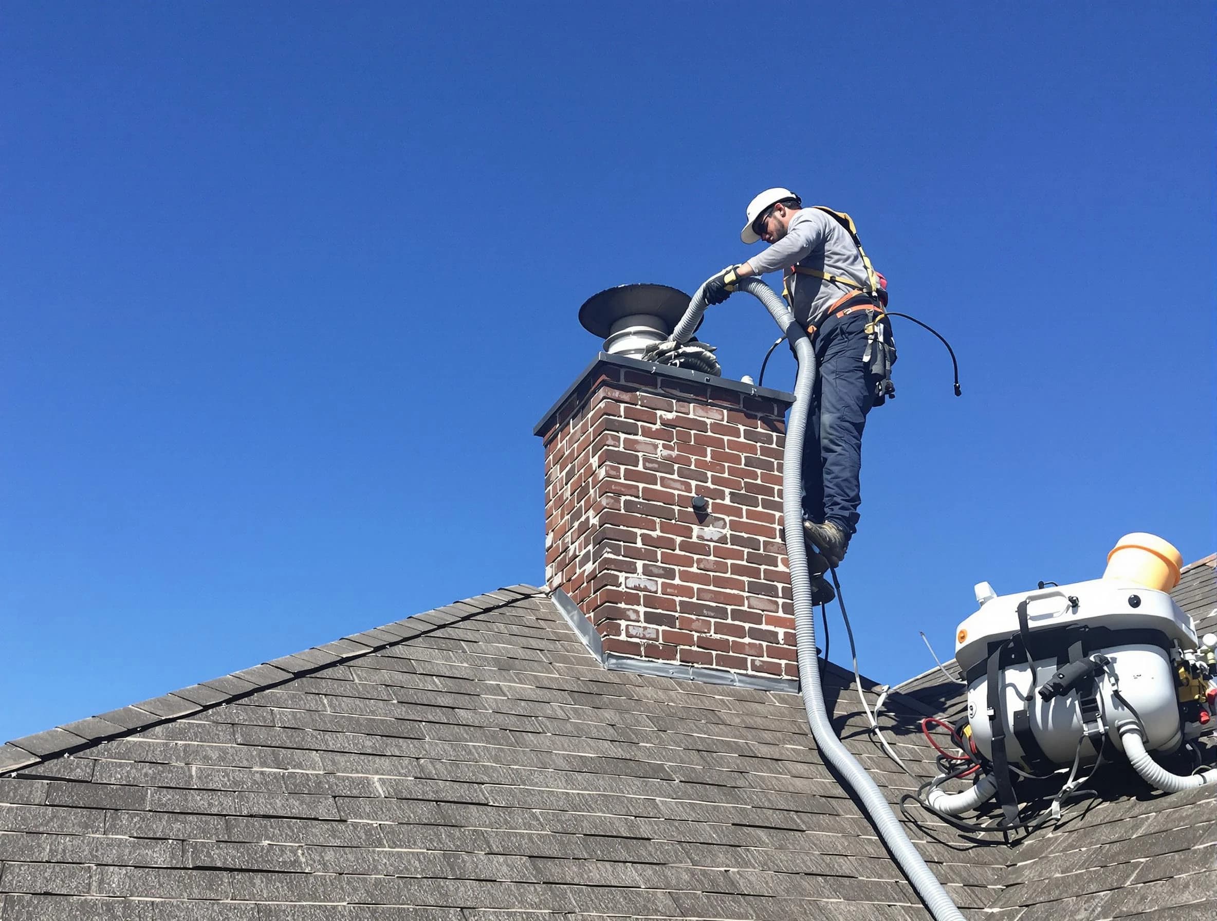 Dedicated North Salt Lake Chimney Sweep team member cleaning a chimney in North Salt Lake, UT