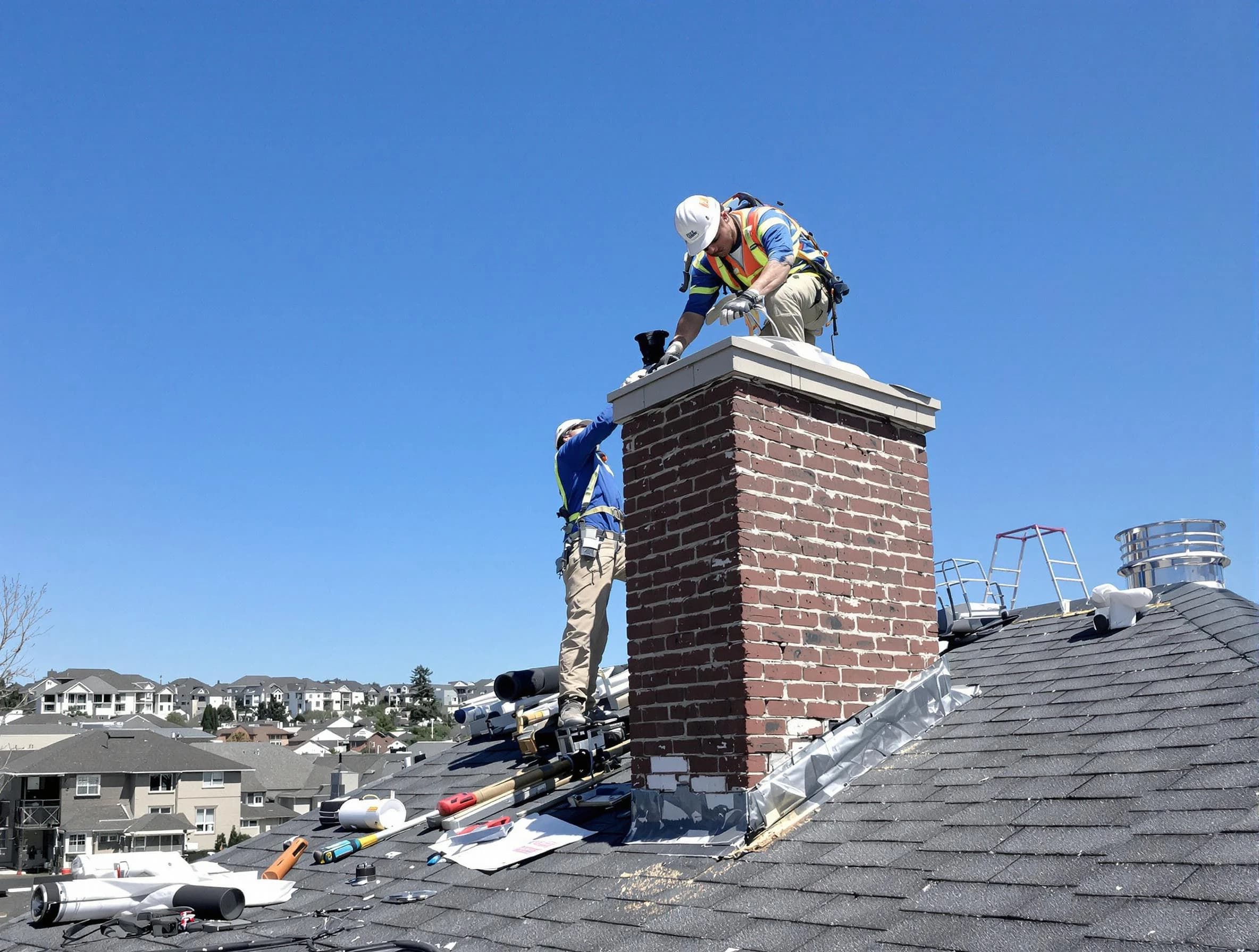 North Salt Lake Chimney Sweep repairing a chimney crown in North Salt Lake, UT