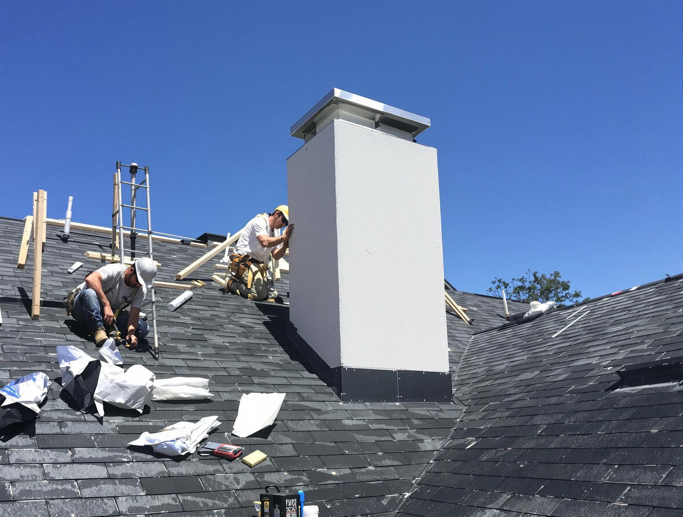 North Salt Lake Chimney Sweep crew installing a new chimney in North Salt Lake, UT