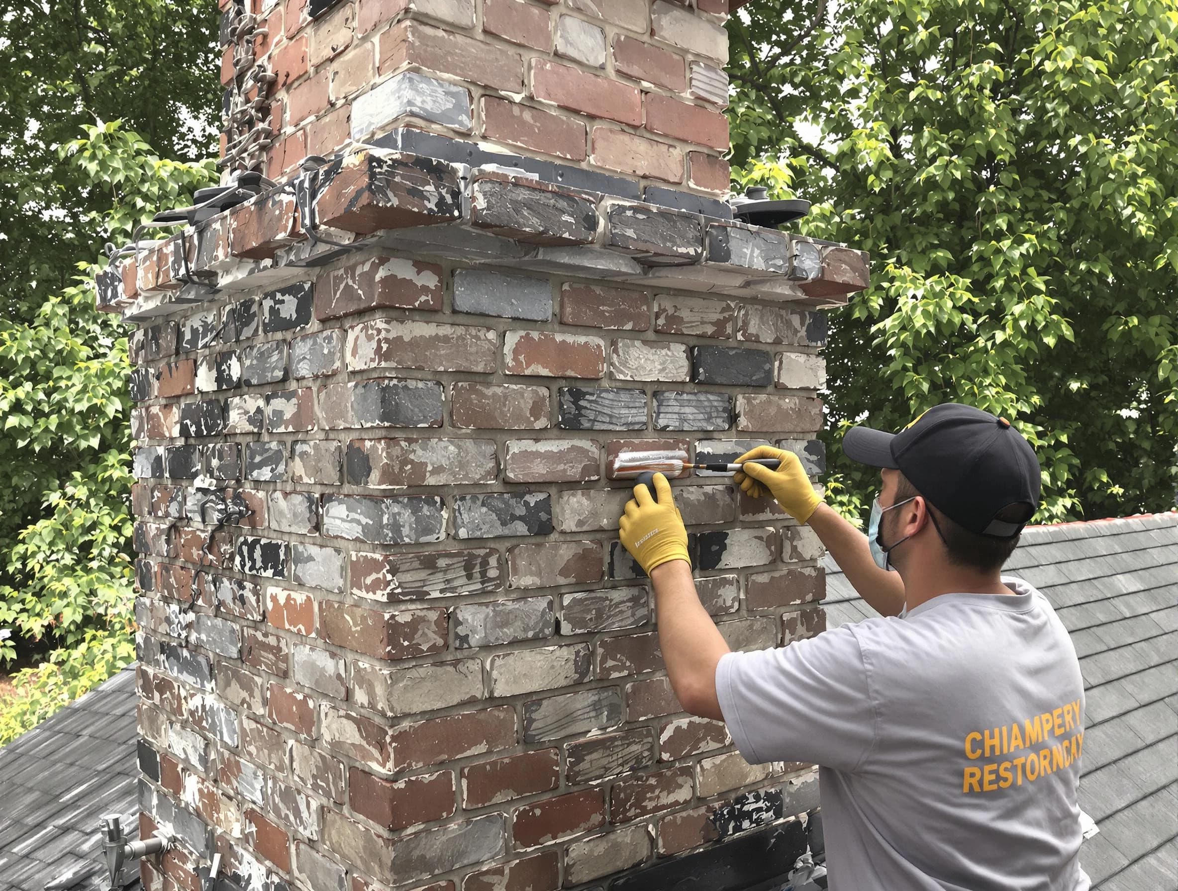 In-progress chimney restoration by North Salt Lake Chimney Sweep in North Salt Lake, UT