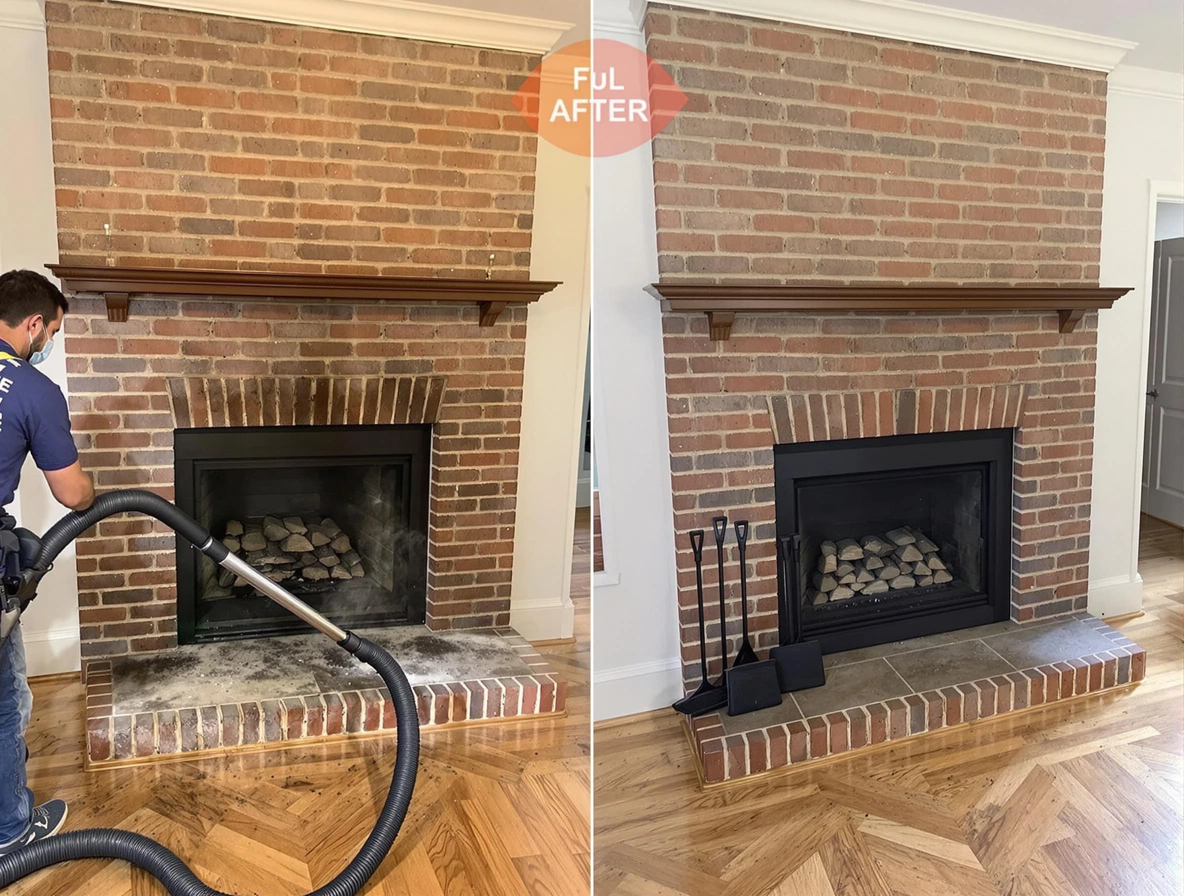North Salt Lake Chimney Sweep carefully sanitizing a fireplace in North Salt Lake, UT