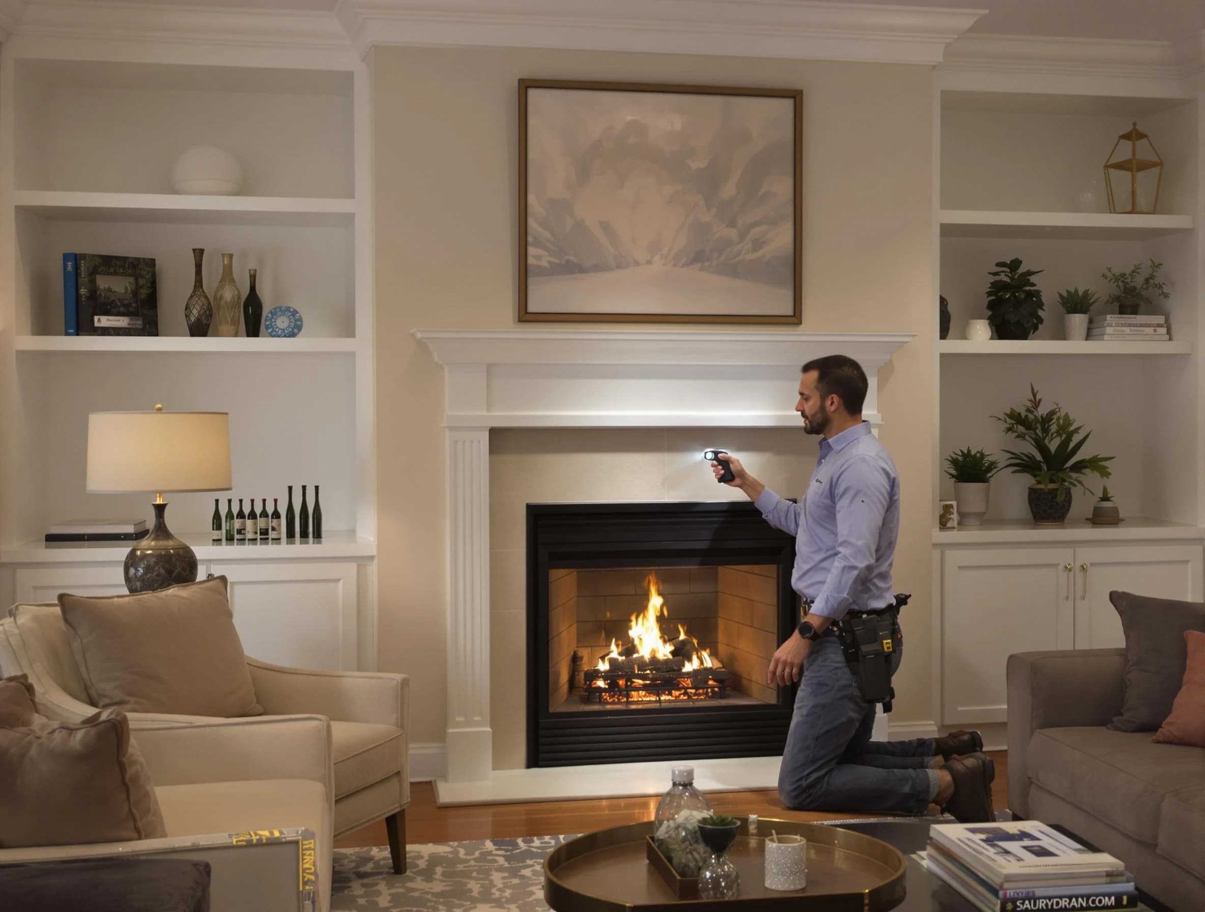 North Salt Lake Chimney Sweep conducting a fireplace safety inspection in North Salt Lake, UT