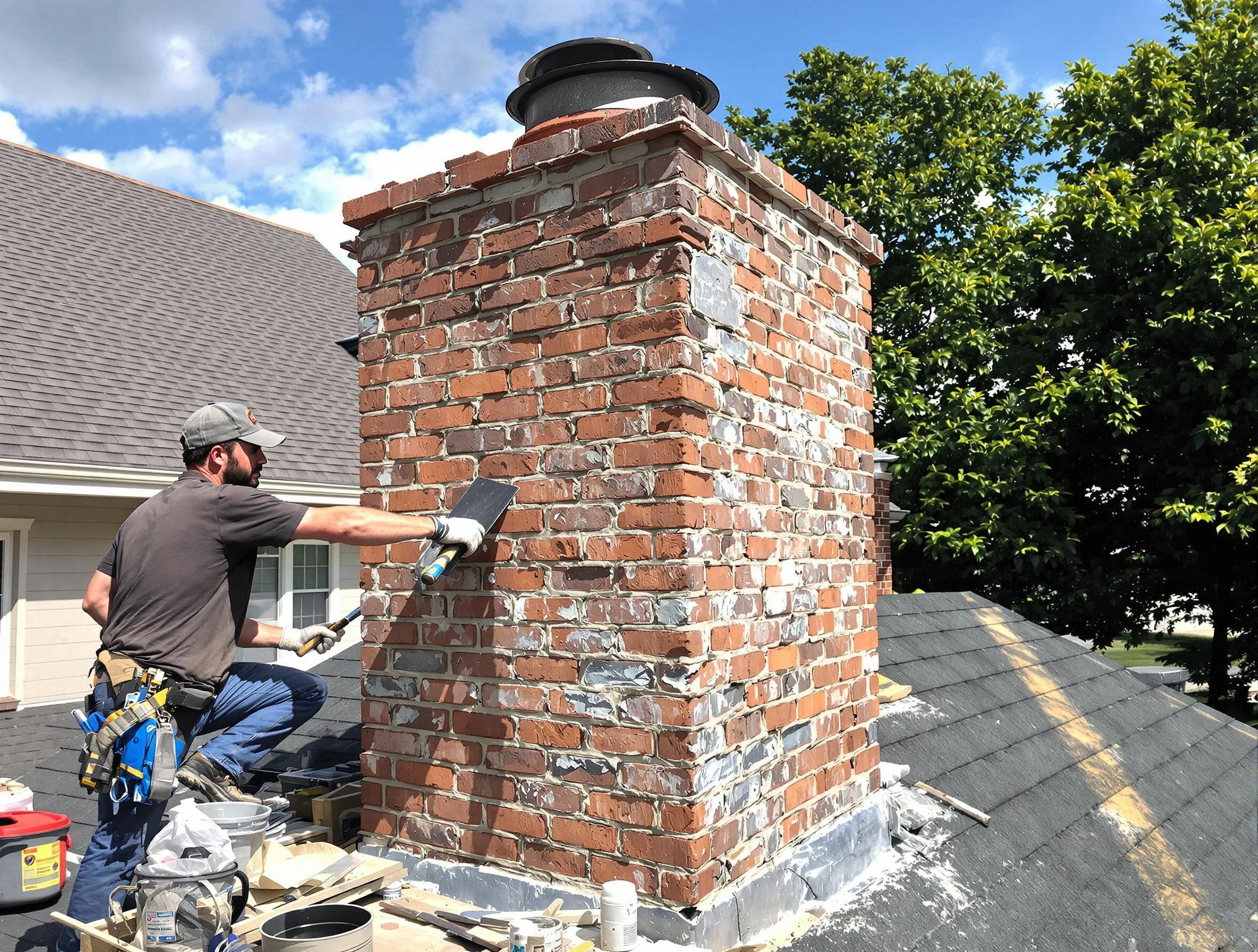 Completed chimney rebuild by North Salt Lake Chimney Sweep in North Salt Lake, UT