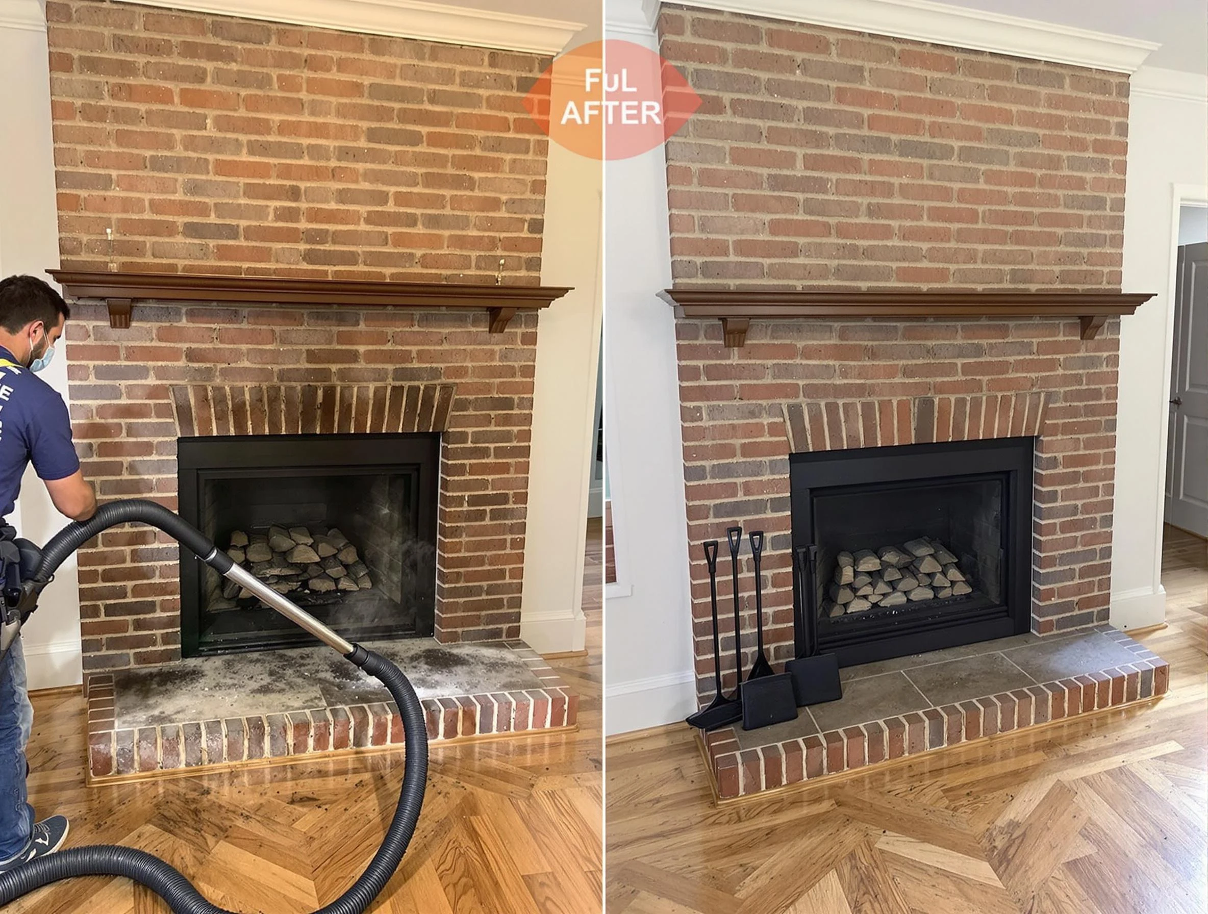 North Salt Lake Chimney Sweep carefully sanitizing a fireplace in North Salt Lake, UT